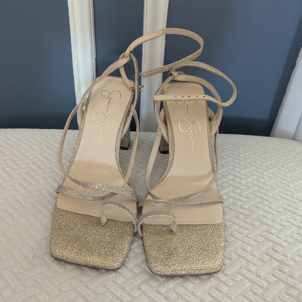 Elegant Gold Strappy Women's Heels